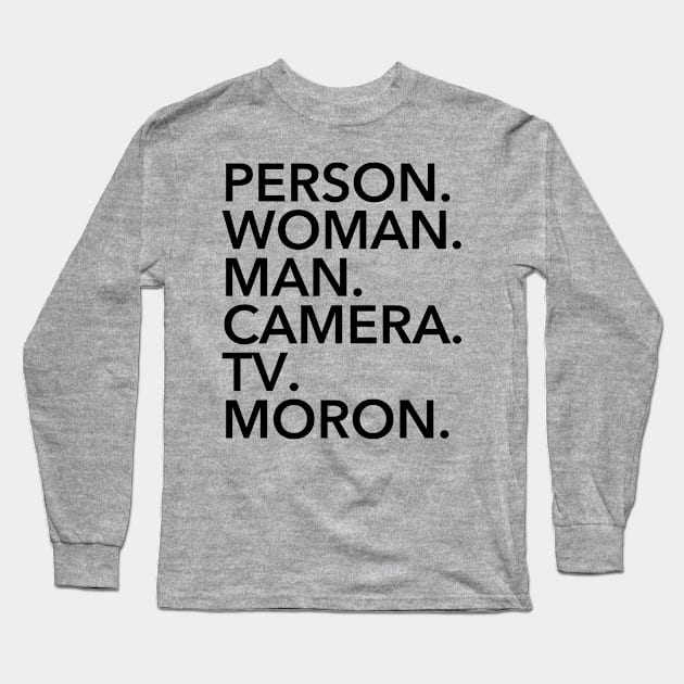 person woman man camera tv (black on pink) Long Sleeve T-Shirt by skittlemypony